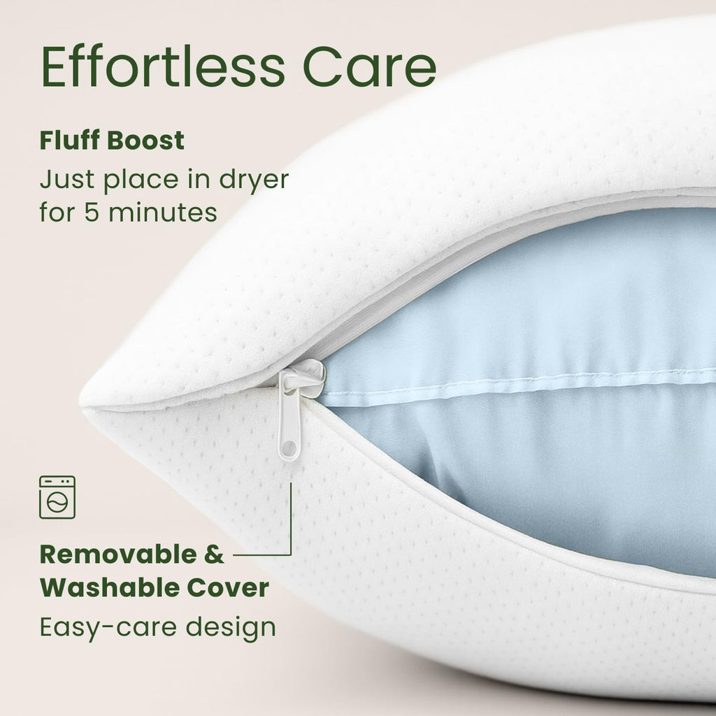 Shredded Memory Foam Pillow Queen Size - Cooling Bed Pillow for Sleeping for Stomach, Back and Body - 1 Pack Queen Soft Comfy Cool Memory…