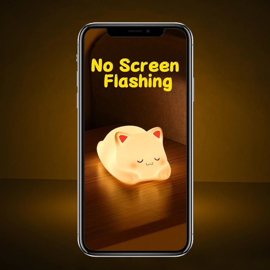 LOVERUIS Cute Night Light for Kids Cat Night-Light Baby Girl Squishy NightLight 1/3 Hour Timer Kitty Light Dimmable Nursery Lamp Colorful…