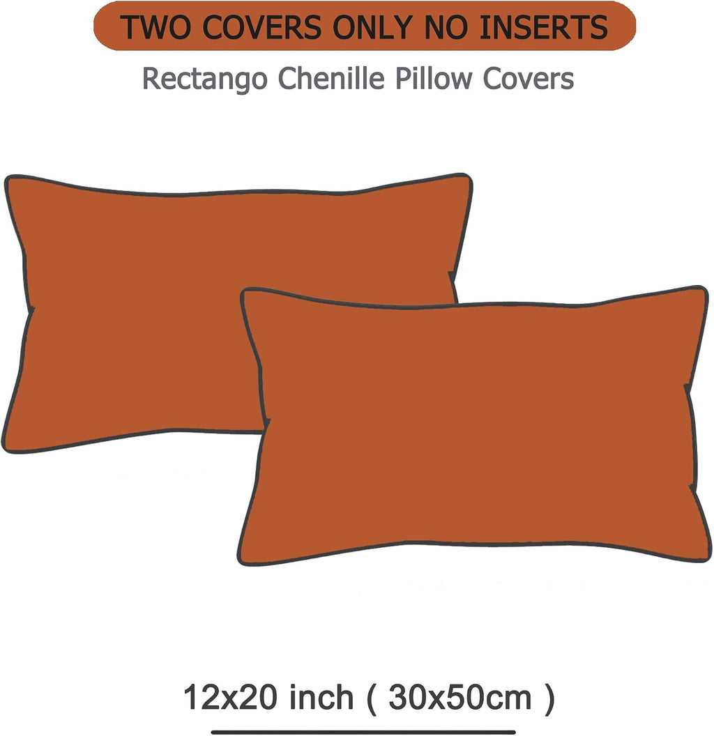 Gawamay Set of 2 Decorative Lumbar Soft Chenille Throw Pillow Covers 12x20 Inch (30x50 CM), Boho Farmhouse Cushion Cases, Couch Pillow Cove…
