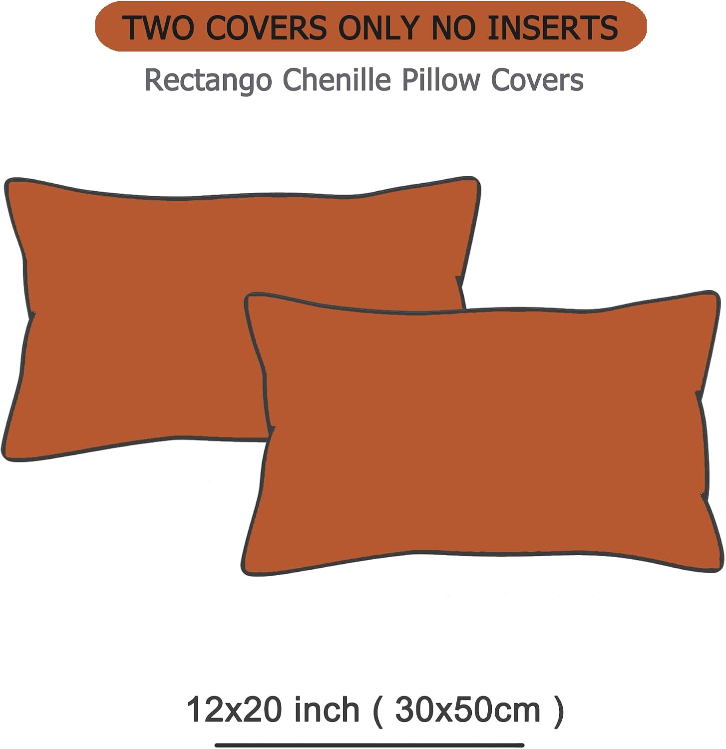 Gawamay Set of 2 Decorative Lumbar Soft Chenille Throw Pillow Covers 12x20 Inch (30x50 CM), Boho Farmhouse Cushion Cases, Couch Pillow Cove…