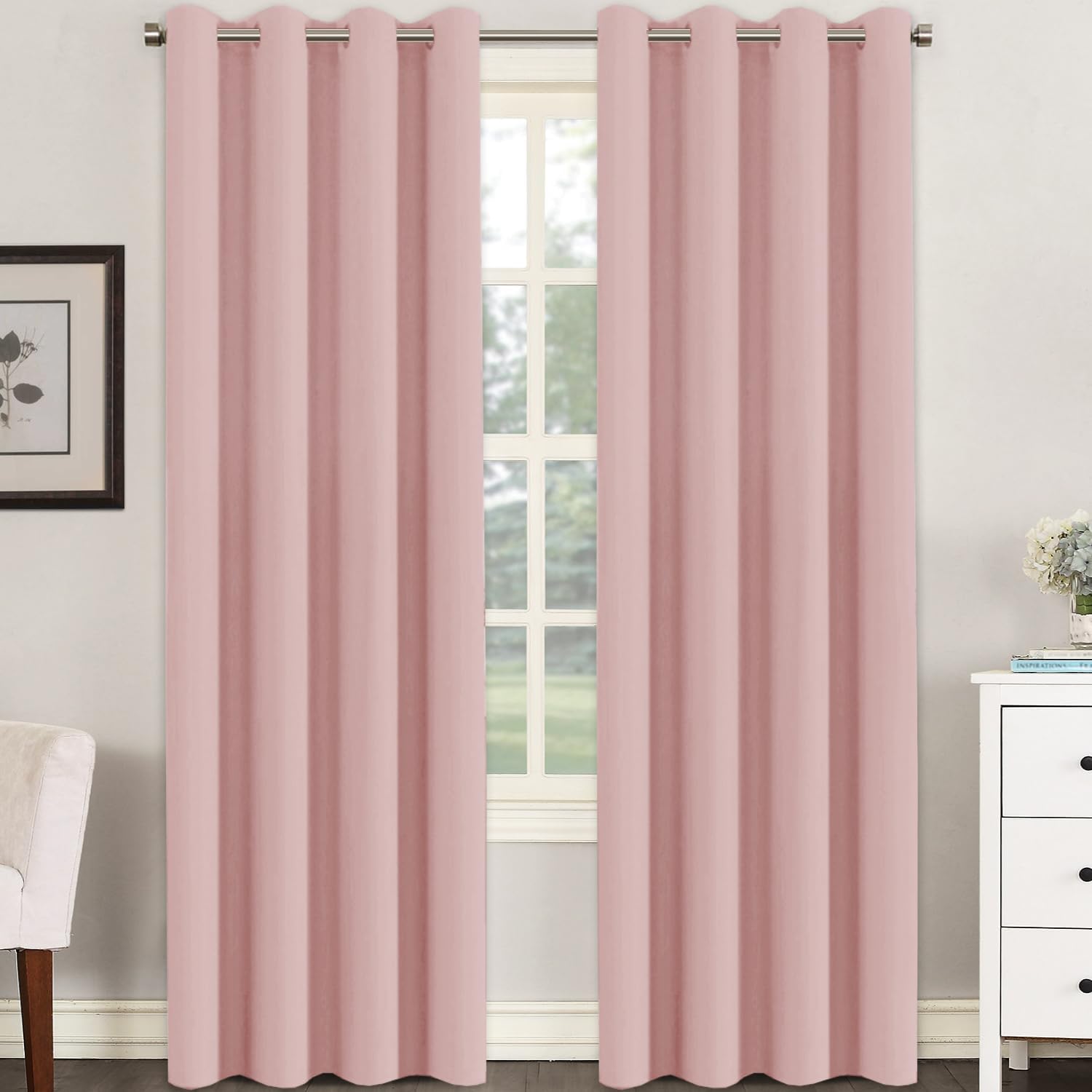 H.VERSAILTEX Pink Blackout Curtain for Living Room Thermal Insulated Window Treatment Curtain Extra Long 120 inch Length Energy…