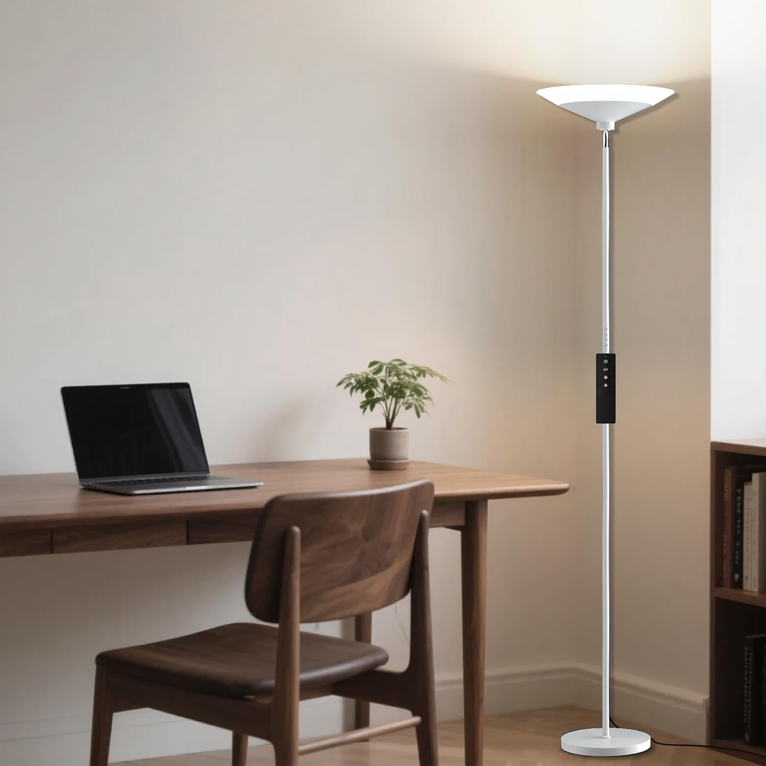 SIBRILLE White Torchiere Floor Lamp - 30W Dimmable LED Standing Lamp with Remote/Button Control, 1800Lm, 3000-6500K, 72in Bright Standing…