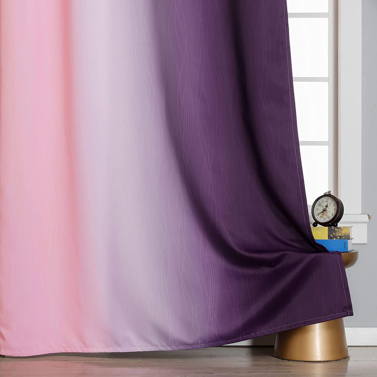 Estelartextiler Estelar Textiler Pink and Purple Ombre Blackout Curtains 90 Inches Long 2 Panels Set, Thermal Insulated Gradient Drapes for…