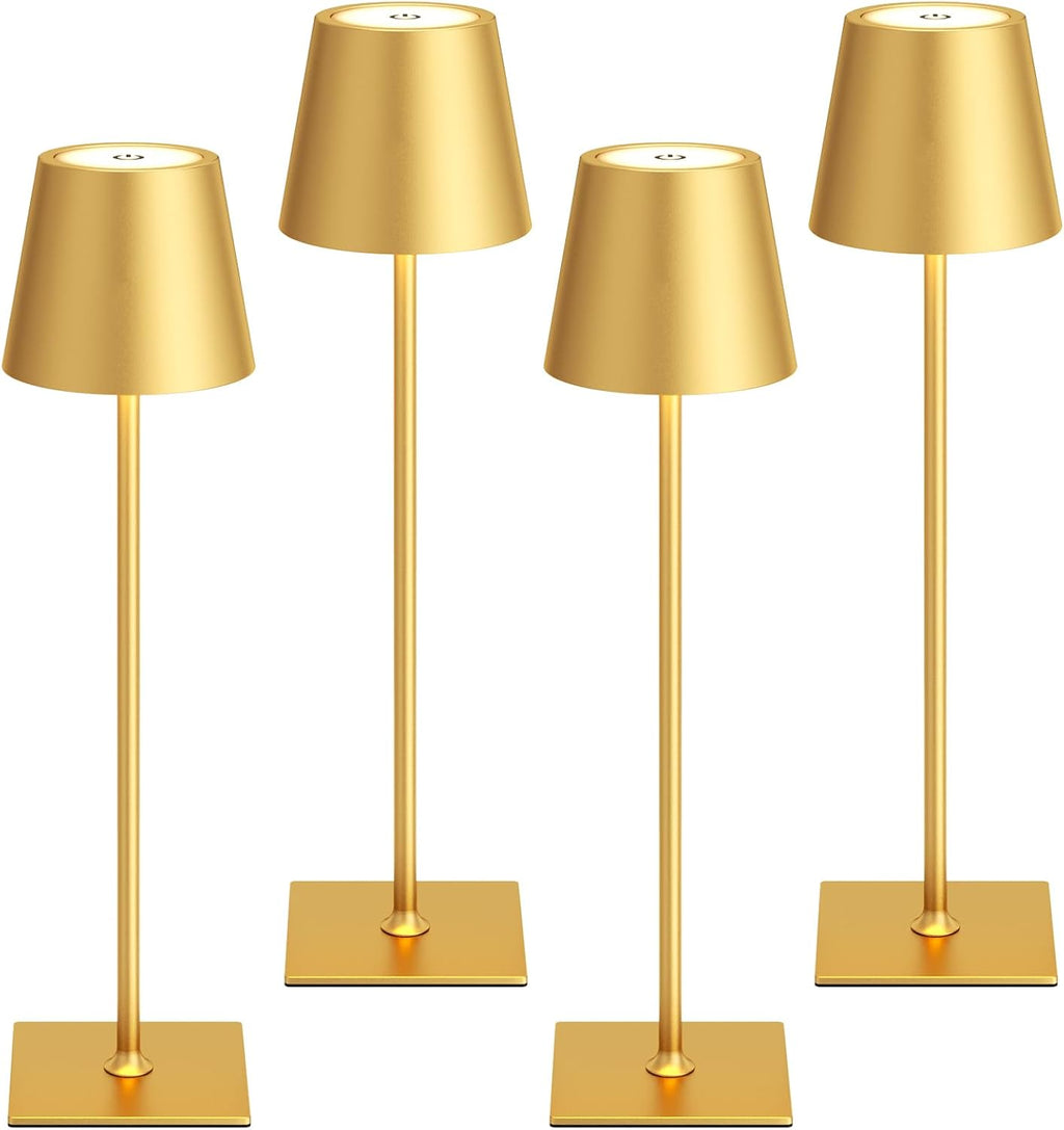 Kakanuo Gold Cordless Rechargeable Table Lamp 5000mAh Battery Operated Lamps, 3 Colors Stepless Dimming Touch Lamp for Dining, Living…