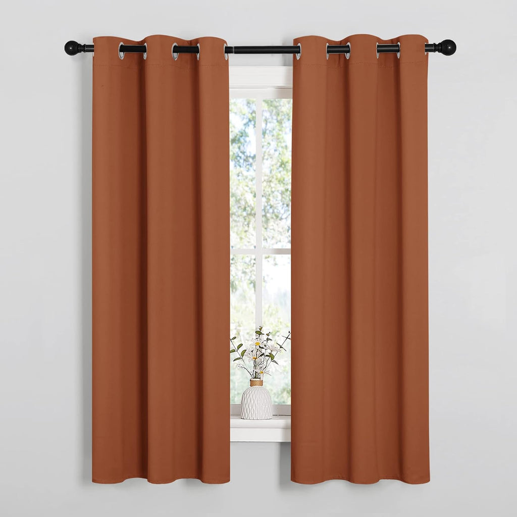 NICETOWN Blackout Curtain Panels for Girls Room, Nursery Essential Thermal Insulated Solid Grommet Top Blackout Drapes (Burnt Orange, 1…