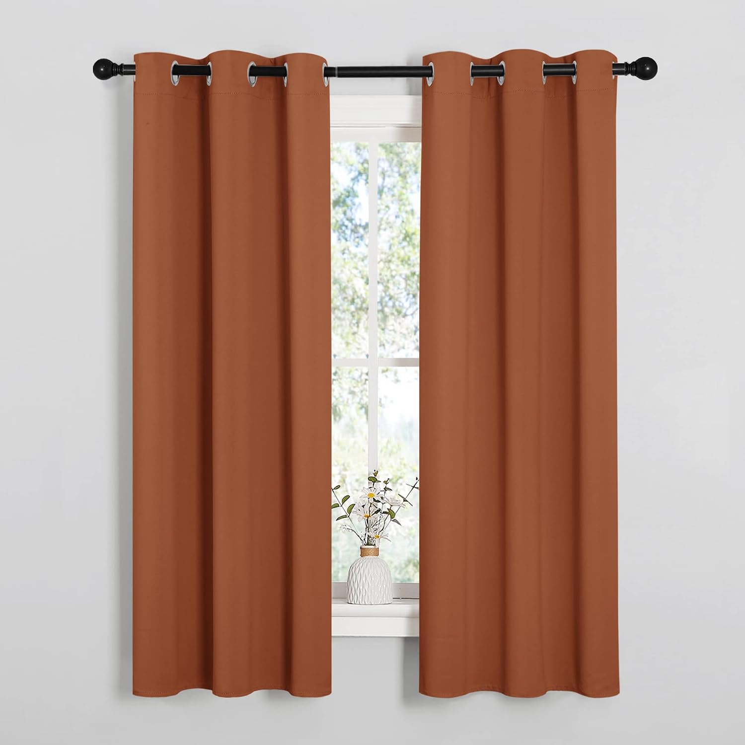 NICETOWN Blackout Curtain Panels for Girls Room, Nursery Essential Thermal Insulated Solid Grommet Top Blackout Drapes (Burnt Orange, 1…