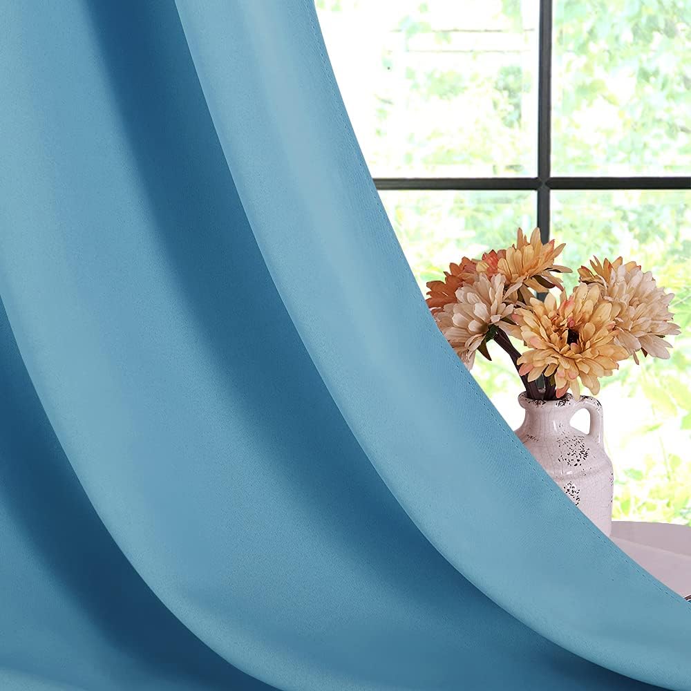 NICETOWN Blackout Draperies Curtains for Kids Room, Window Treatment Thermal Insulated Solid Grommet Blackout Drape Panels for Bedroom…