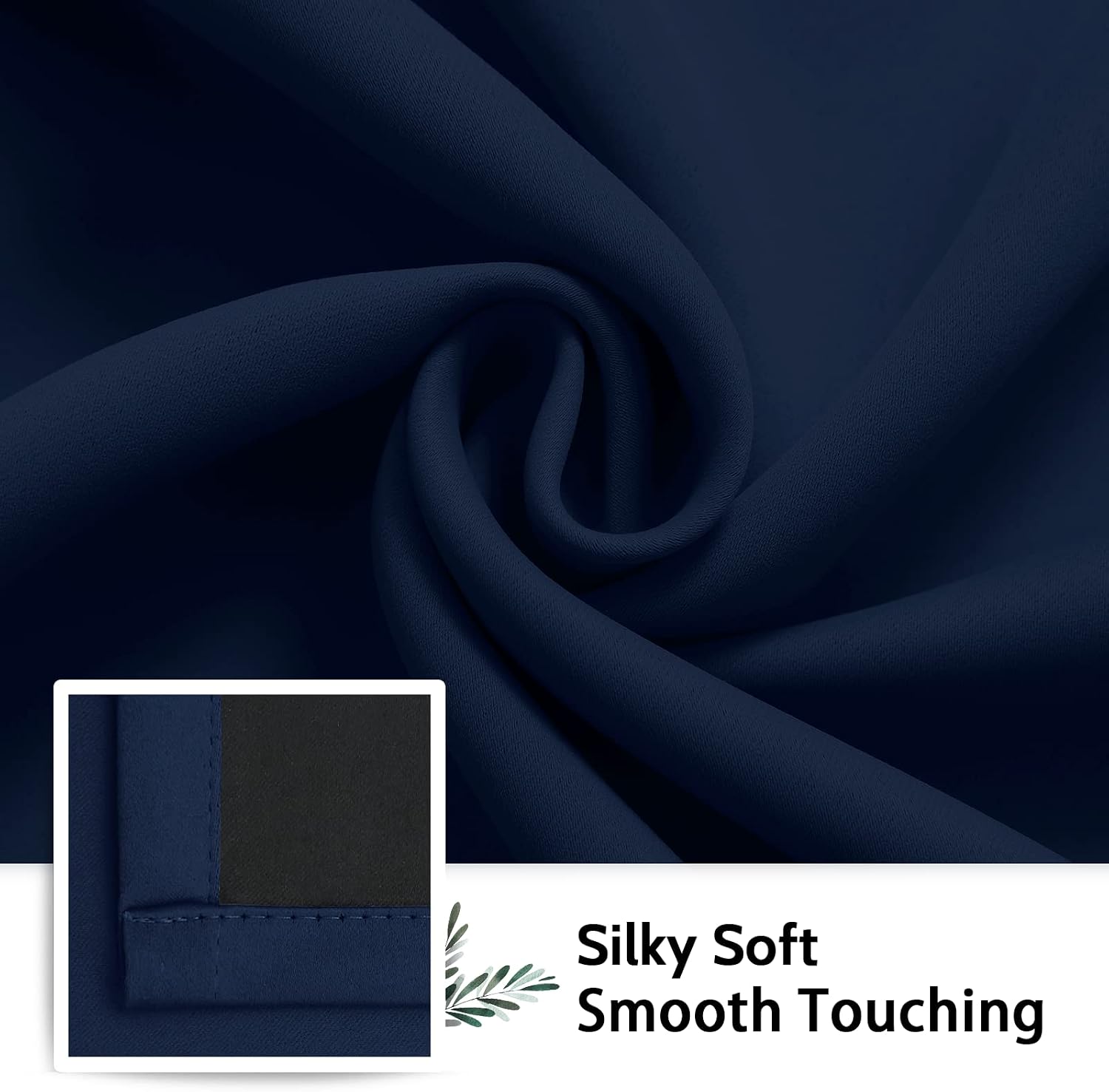 SimpleHome 100% Blackout Curtains for Bedroom, Thermal Insulated Grommet Window Drapes Room Darkening Navy Blue Curtains for Living Room wit…
