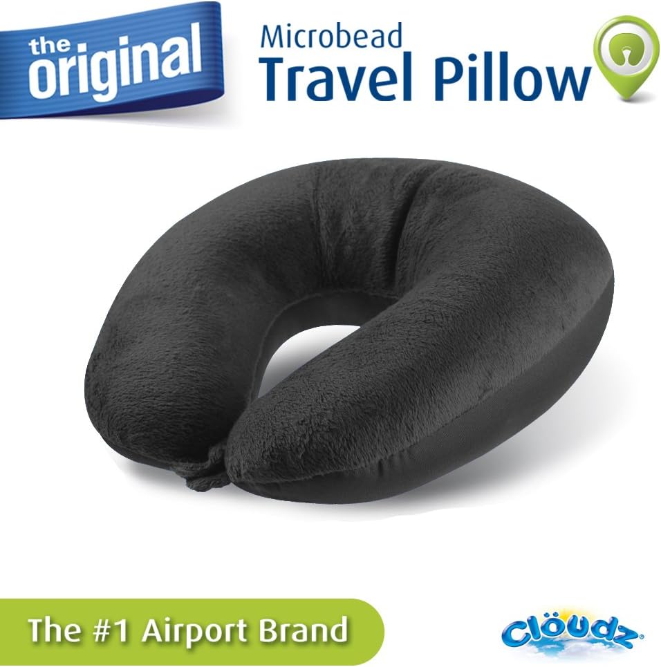 Cloudz Dual Comfort Microbead Airplane Travel Neck Pillow. Super Soft Cozy Plush Fabric on One Side, Cool Relaxing Spandex on The Other!…