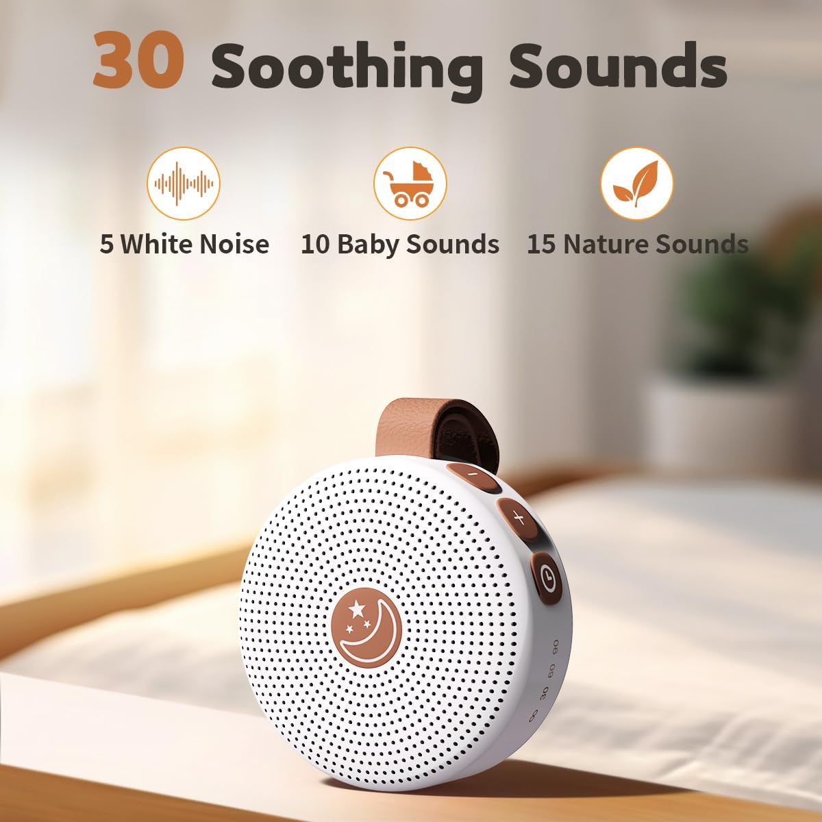 Sound Machine Mini Portable Baby White Noise Machine with 30 Soothing Sounds for Kids Adults Auto-Off Timer 32 Volume Levels Rechargeable…