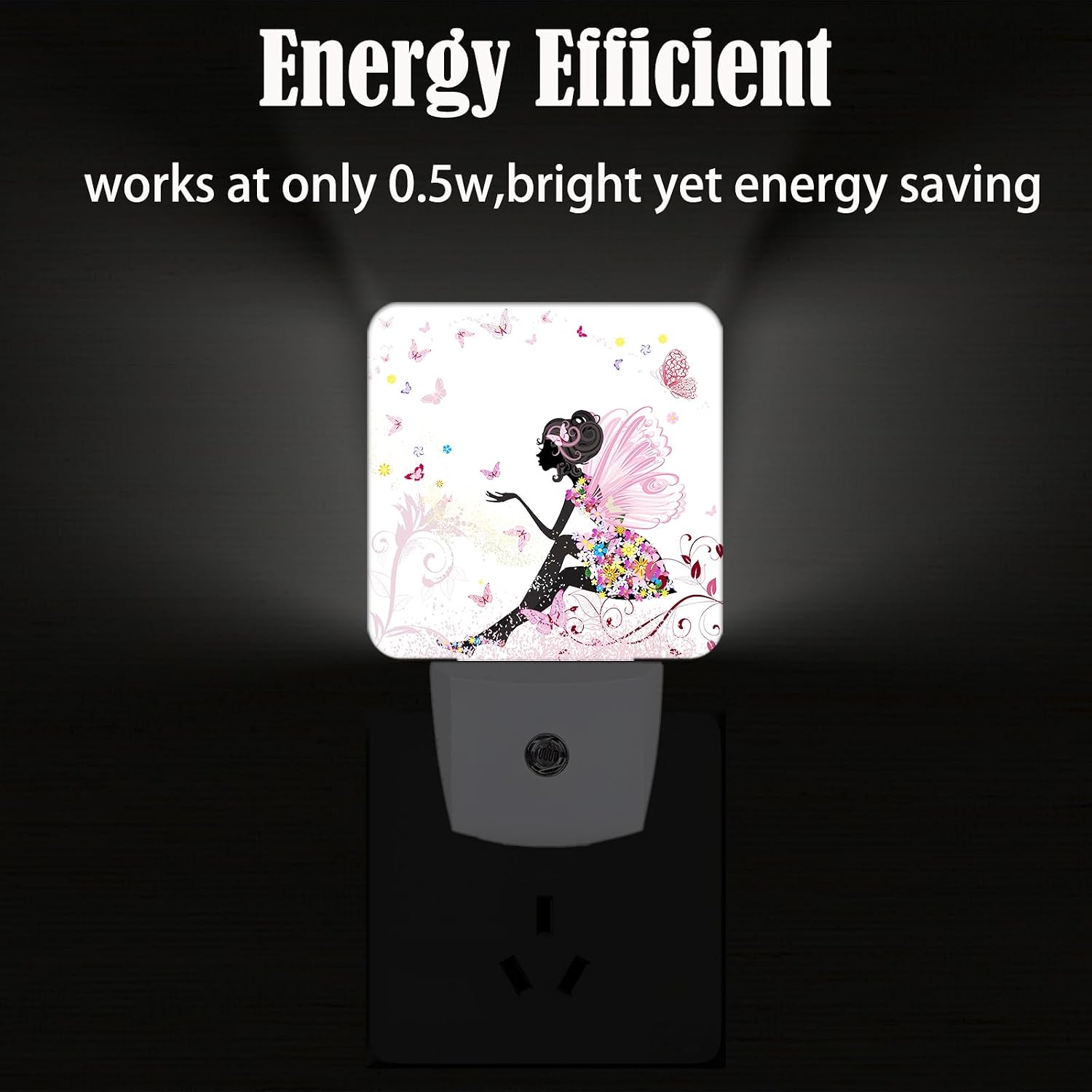 Pink Beautiful Women Butterfly Night Light, Plug Into Wall with Dusk to Dawn Light Sensors, Warm Nightlights for Bedroom, Bathroom…