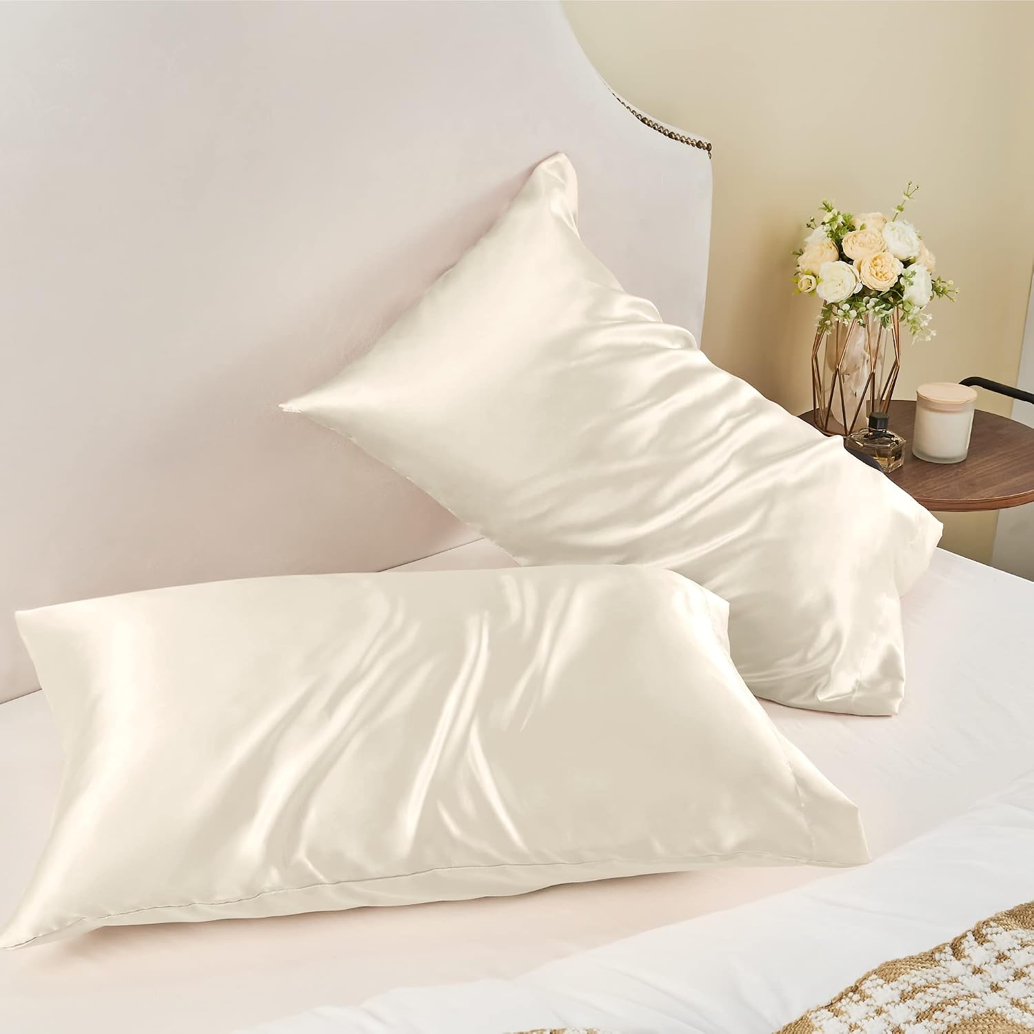 Bedelite Satin Pillowcase for Hair and Skin, Super Soft and Cooling Similar to Silk Pillow Cases 2 Pack with Envelope Closure, Gift for Wom…