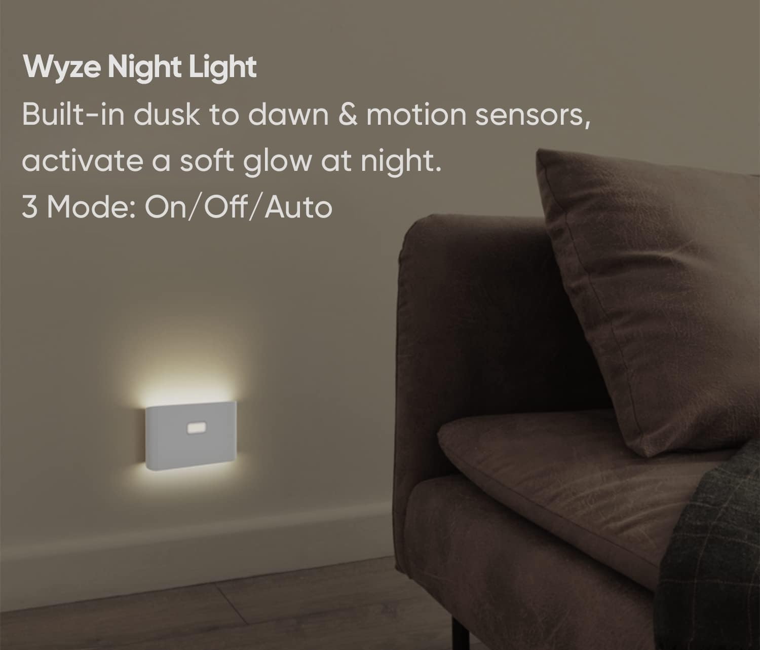 WYZE Rechargeable Night Lights with Dusk to Dawn & Motion Sensors, Warm & Soft White Stair Lights for Bathroom, Hallway, Linkable…