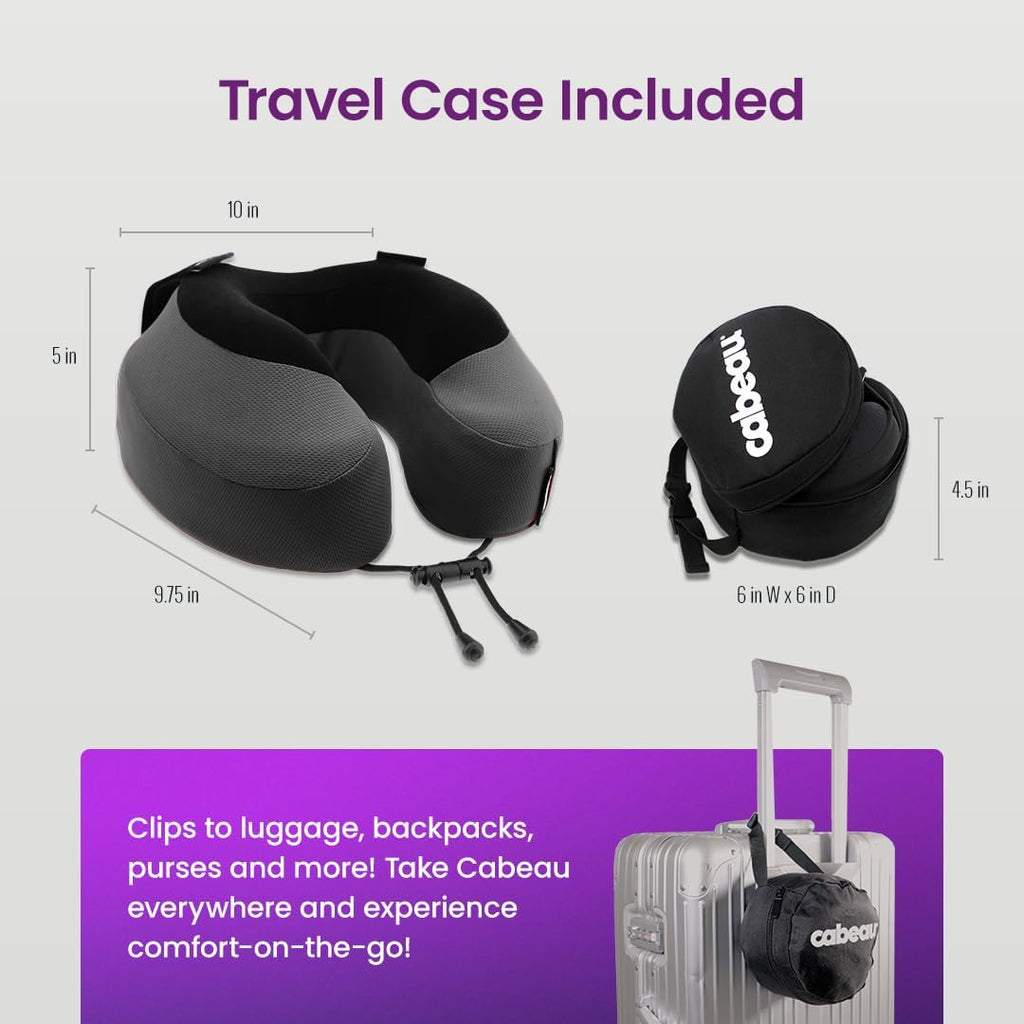 Cabeau Evolution S3 Travel Pillow - Memory Foam Neck Pillow for Airplane and Long Flights with Seat Straps for Head and Neck Support, 360…