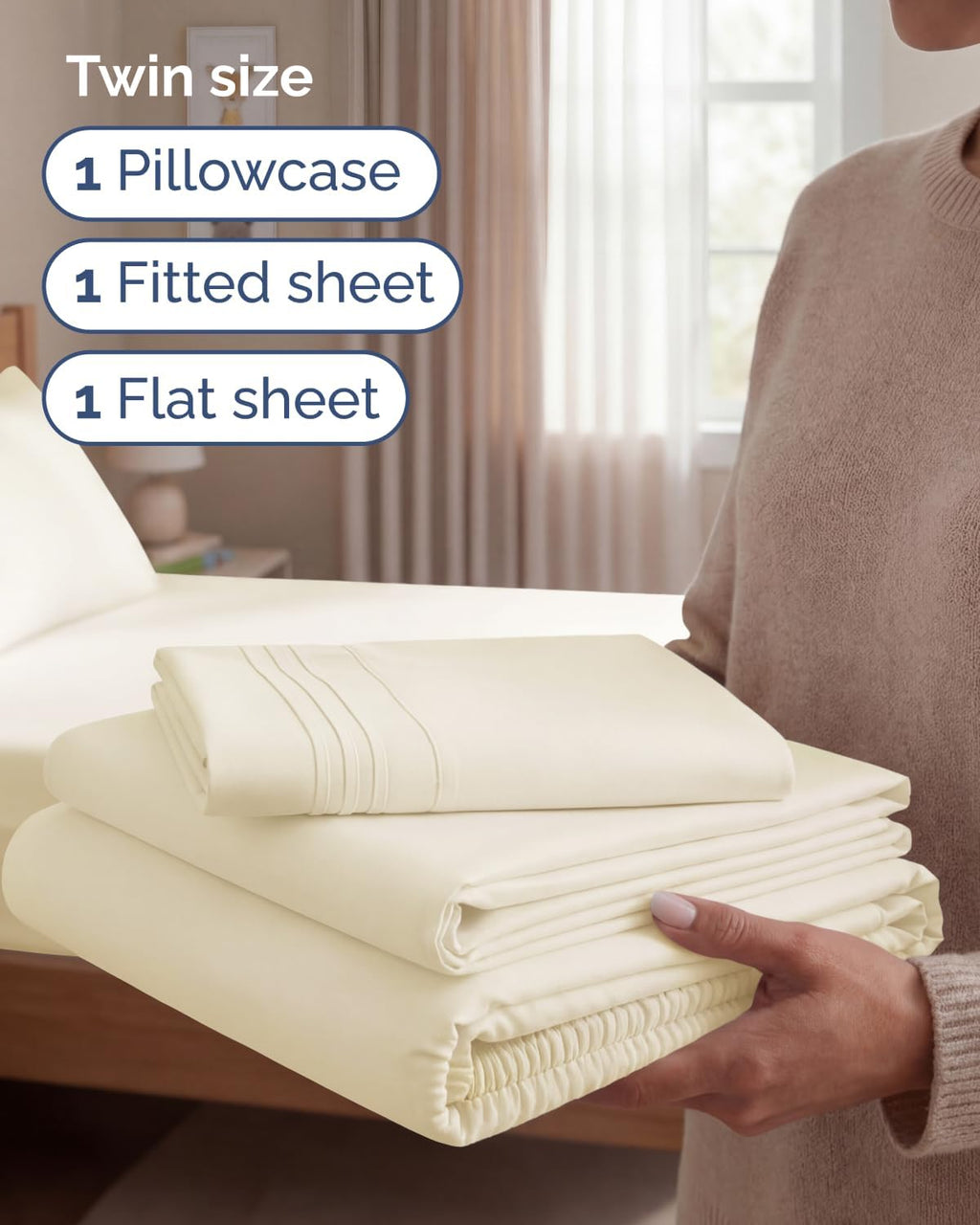 Twin Size 3 Piece Sheet Set - Comfy Breathable & Cooling Sheets - Hotel Luxury Bed Sheets for Women & Men - Deep Pockets, Easy-Fit, Extra…