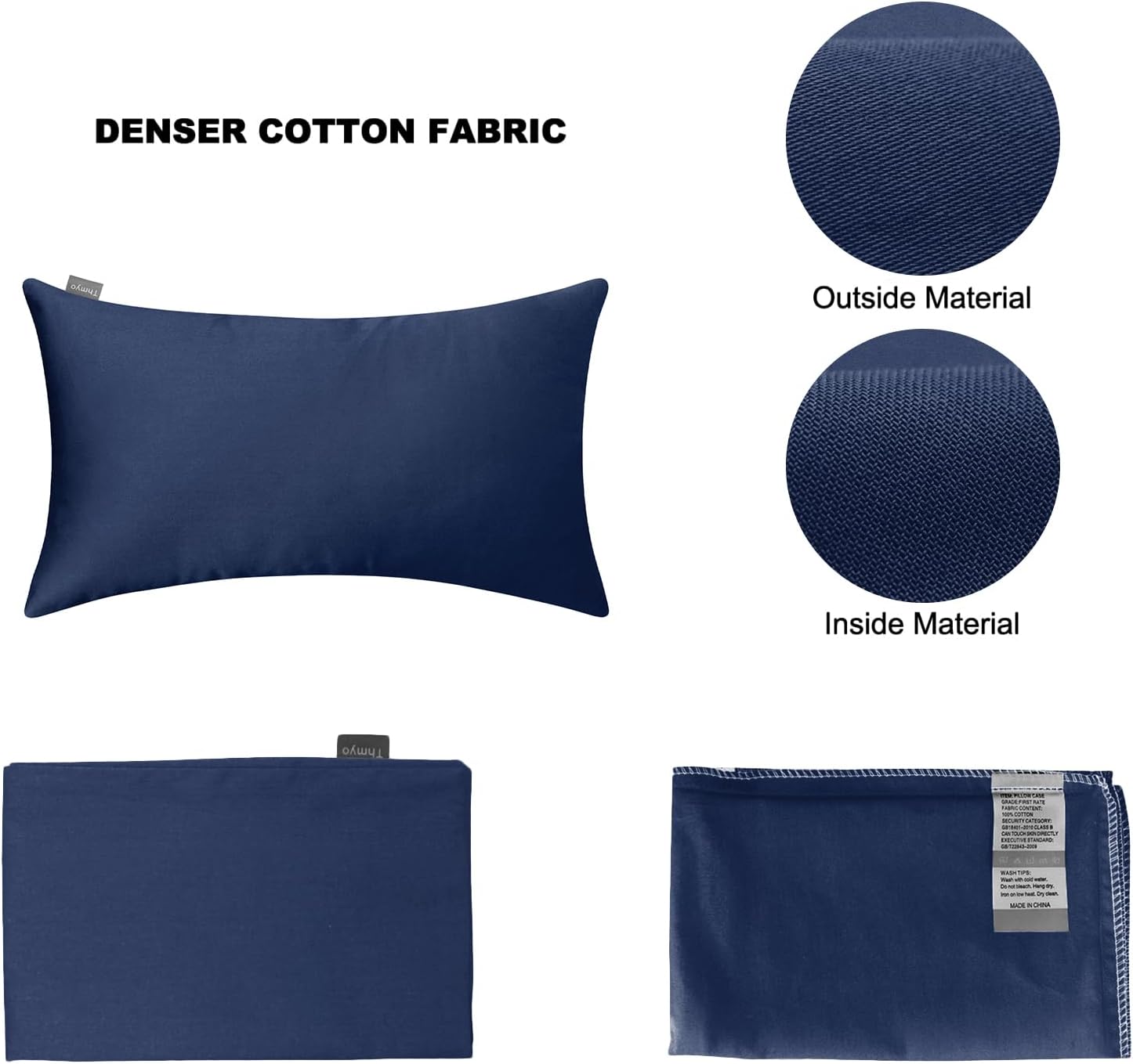 Thmyo 4-Pack 100% Cotton Lumbar Comfortable Solid Decorative Throw Pillow Case Rectangle Cushion Cover Sublimation Blank Pillow Covers Chri…