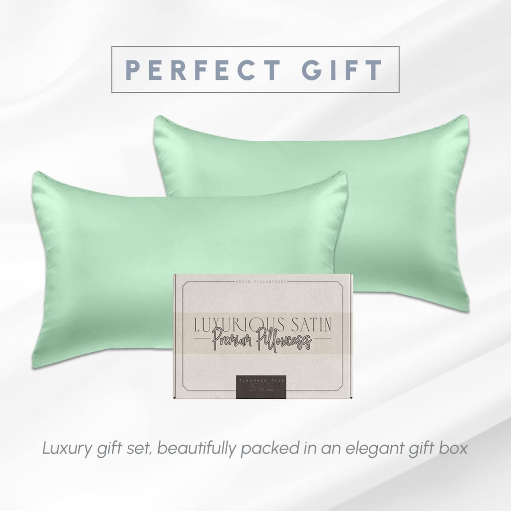 Elegantcomfort Elegant Comfort 2-Pack Cooling Viscose Satin Pillowcase Set with Hidden Zipper Closure, Silky Smooth for Hair and fabric…