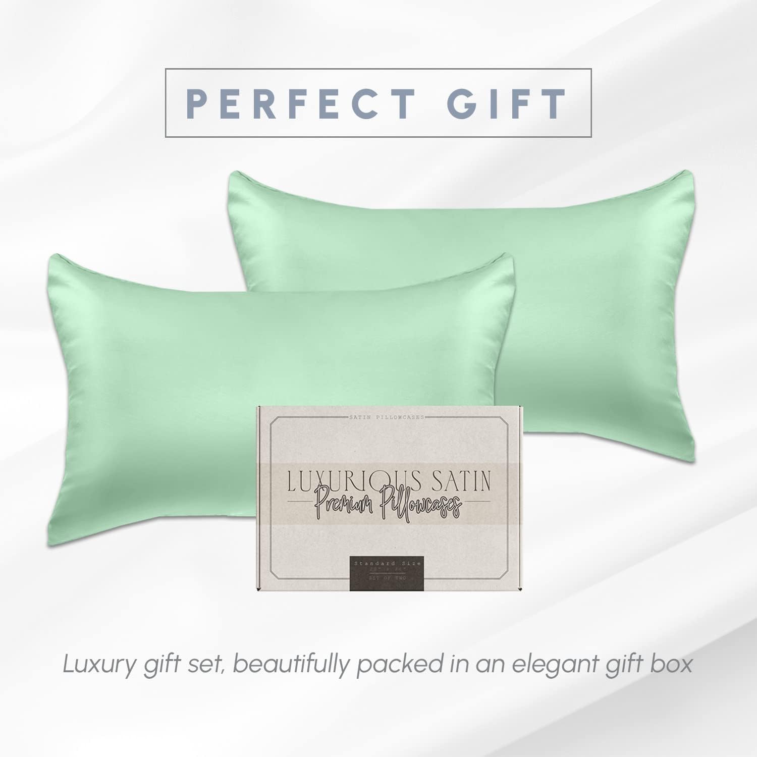 Elegantcomfort Elegant Comfort 2-Pack Cooling Viscose Satin Pillowcase Set with Hidden Zipper Closure, Silky Smooth for Hair and fabric…