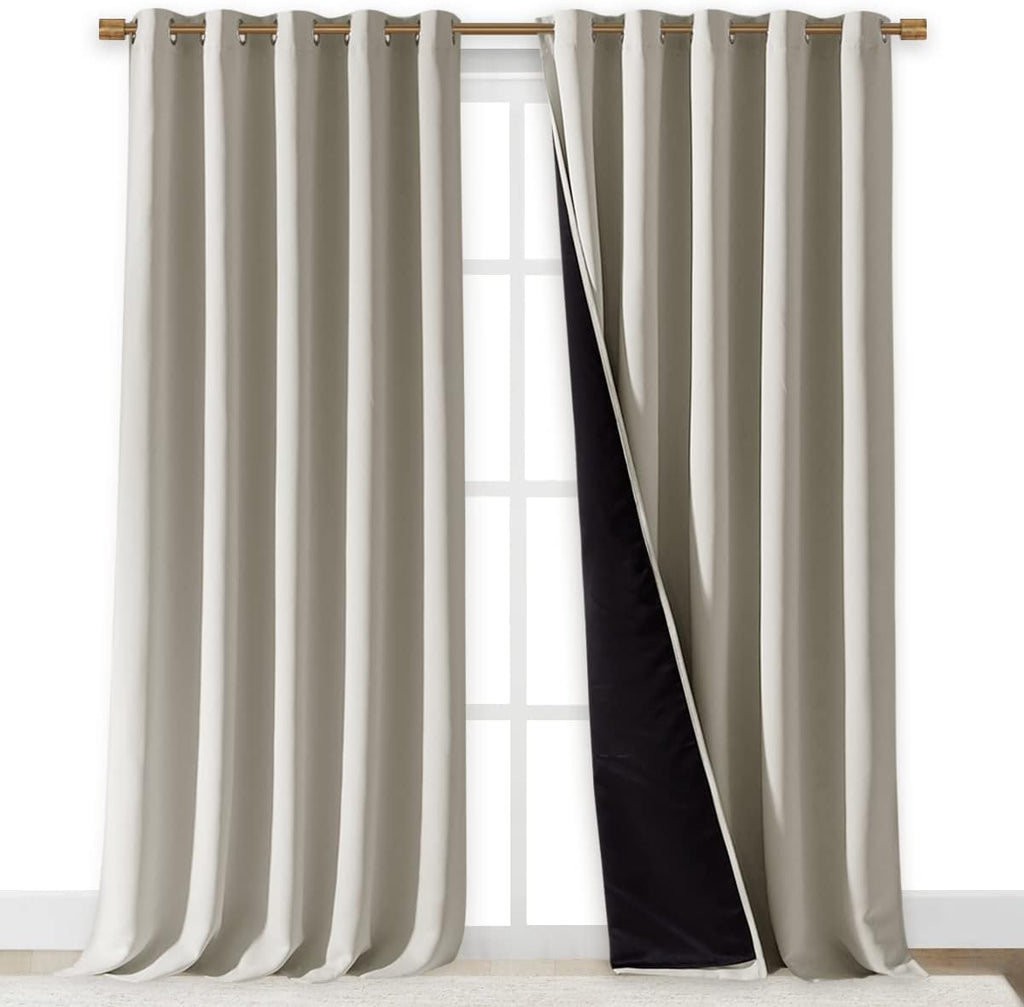 Nicetown Full Shading Curtains for Windows, Super Heavy-Duty Black Lined Blackout Curtains for Bedroom, Privacy Assured Window Treatment (N…