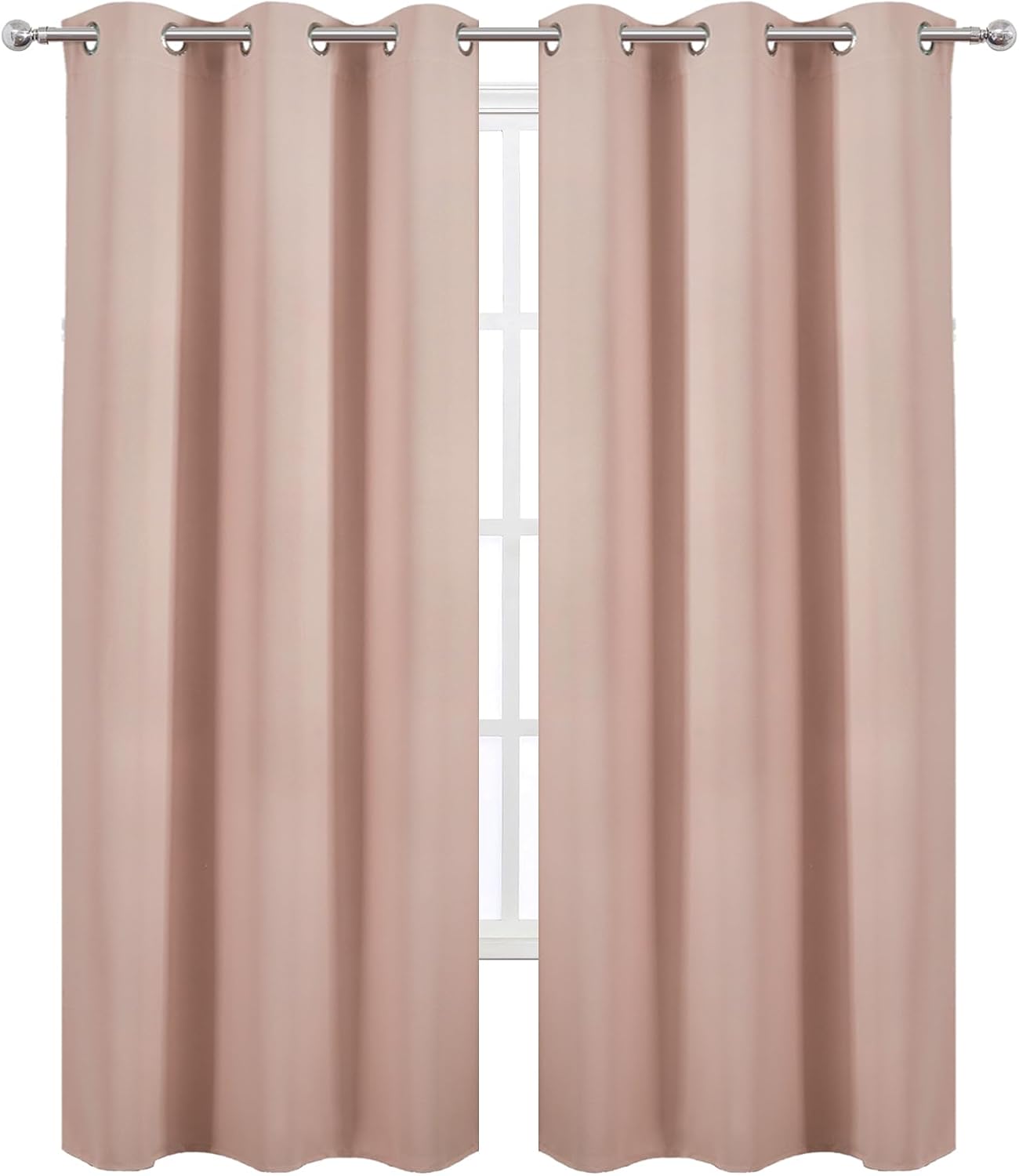 Lemomo Blush Thermal Blackout Curtains/42 x 84 Inch/Set of 2 Panels Room Darkening Curtains for Bedroom 84 Inch silver