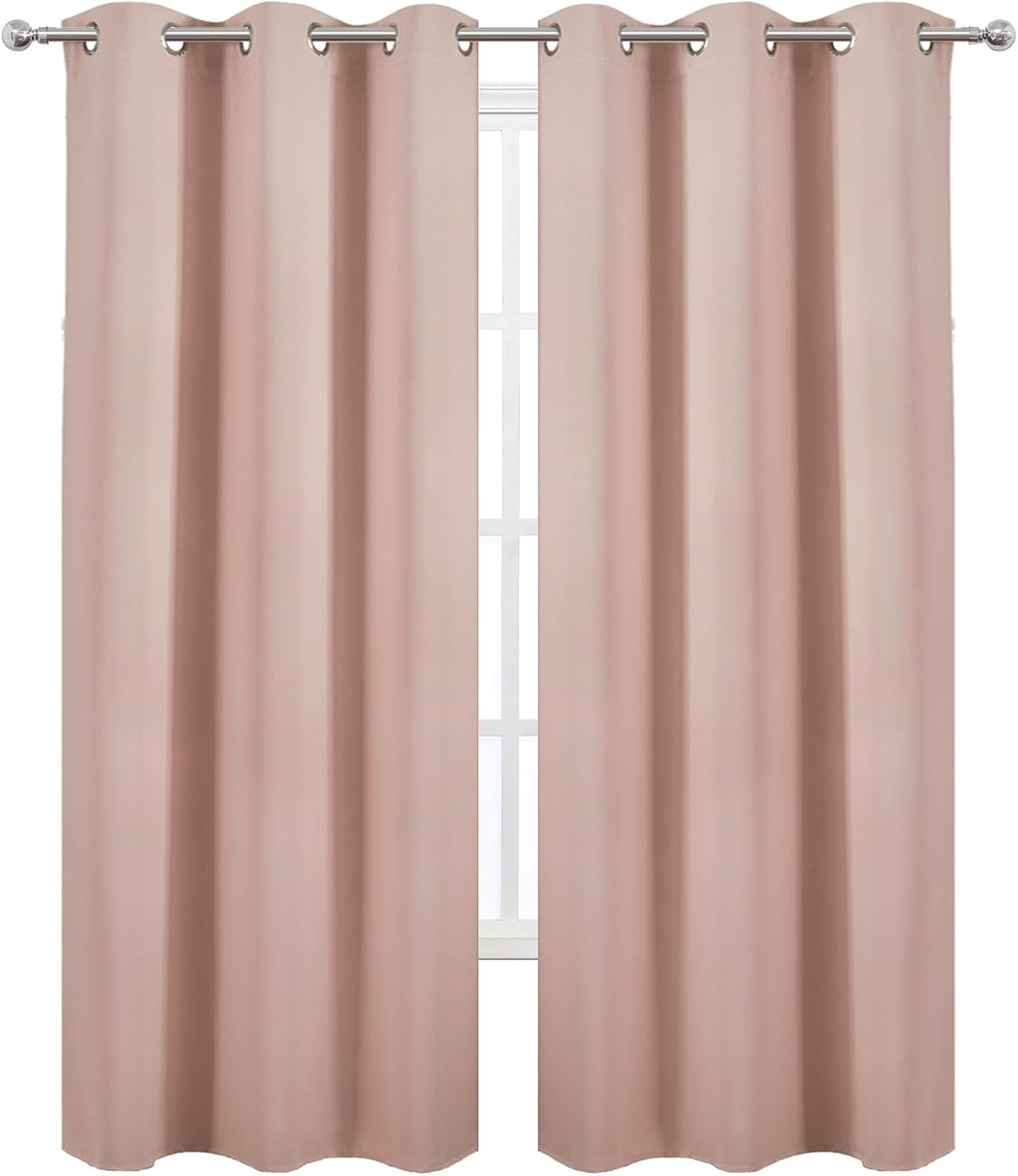 Lemomo Blush Thermal Blackout Curtains/38 x 84 Inch/Set of 2 Panels Room Darkening Curtains for Bedroom 84 Inch silver