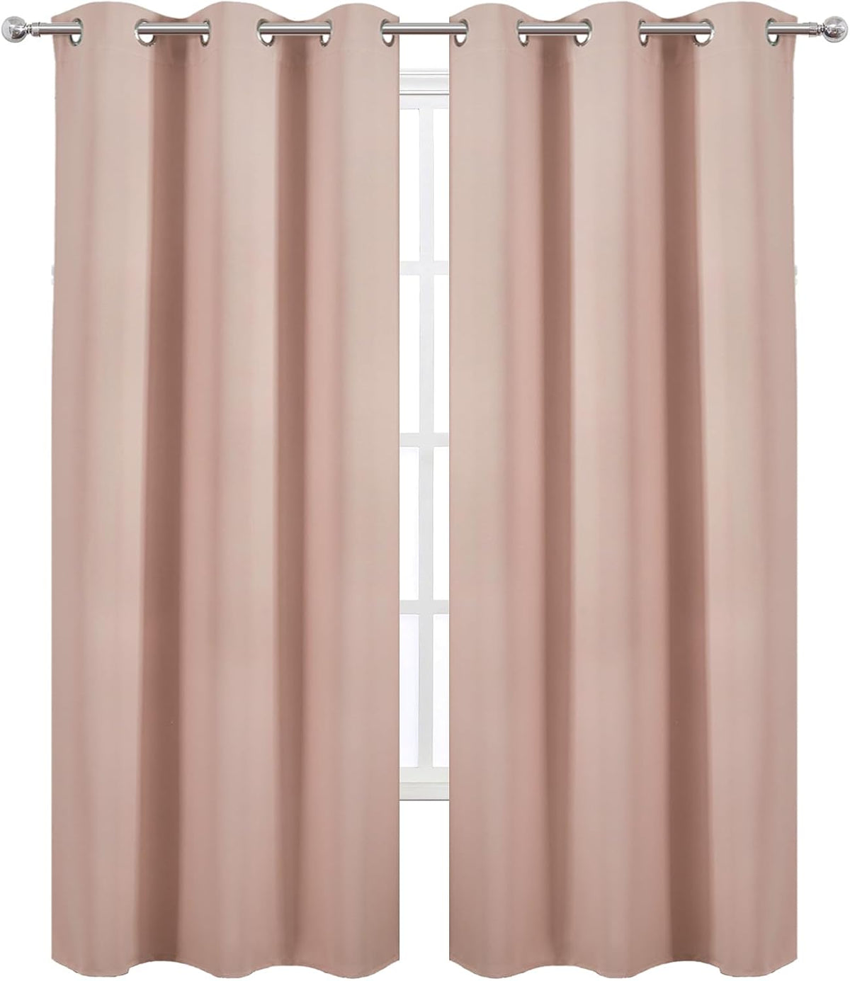 Lemomo Blush Thermal Blackout Curtains/38 x 84 Inch/Set of 2 Panels Room Darkening Curtains for Bedroom 84 Inch silver