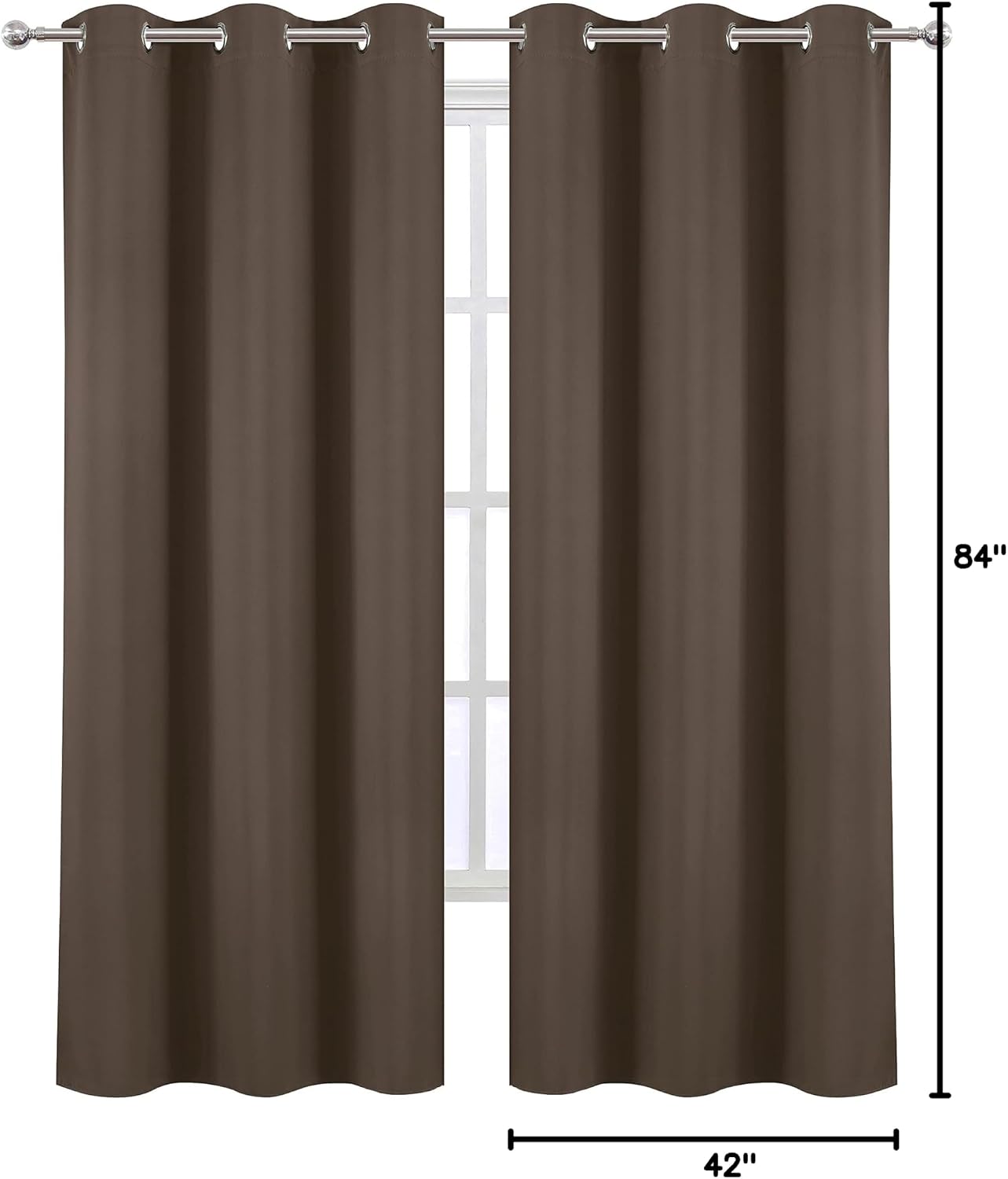 Lemomo Chocolate Thermal Blackout Curtains/42 x 84 Inch/Set of 2 Panels Room Darkening Curtains for Bedroom 84 Inch silver