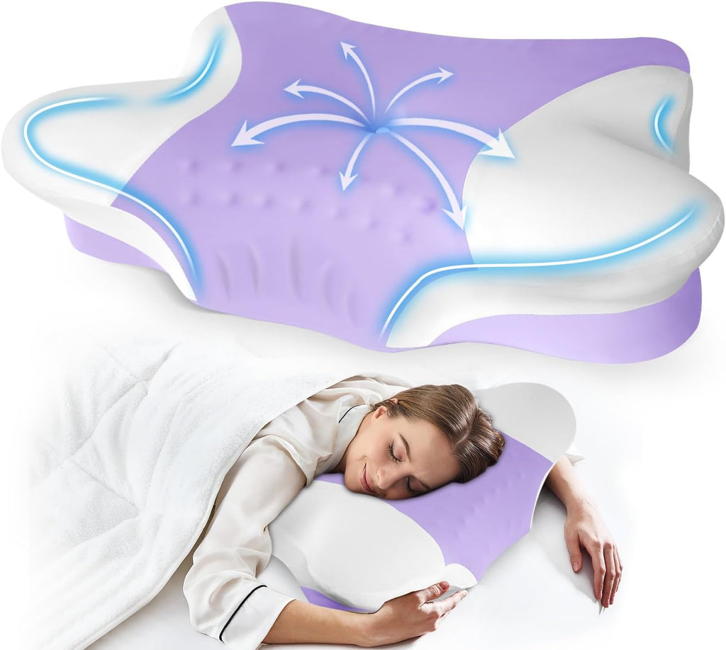 Puzzlandia Cervical Neck Pillows with Memory Foam - Ergonomic Neck Support Pillows for Contour Memory Foam - Adjustable Orthopedic Bed Pill…