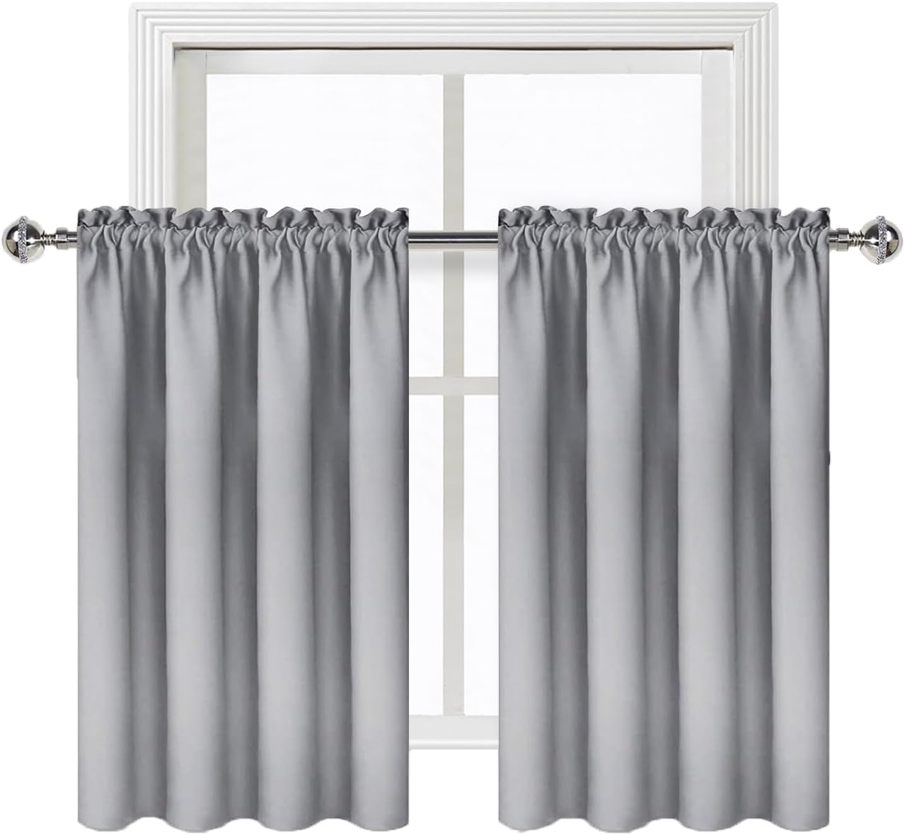 DWCN Silver Grey Short Blackout Curtains for Bedroom, Thermal Insulated Energy Saving Room Darkening Curtains for Living Room (W42 x L36…