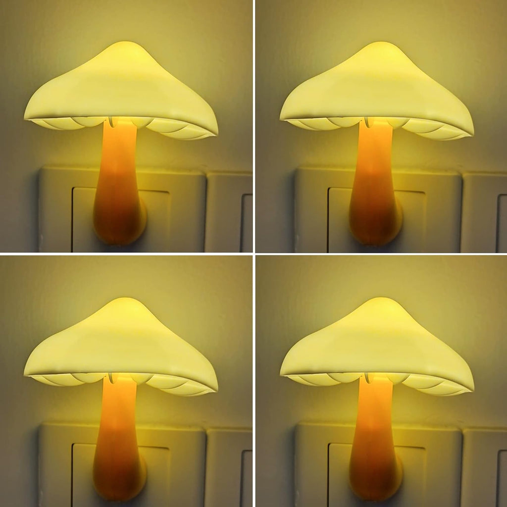 AUSAYE 4 Pack Plug in Night Light, Mushroom Light LED Nightlights for Kids, Adults, Bedroom, Bathroom, Hallway, Stairs, Kitchen White