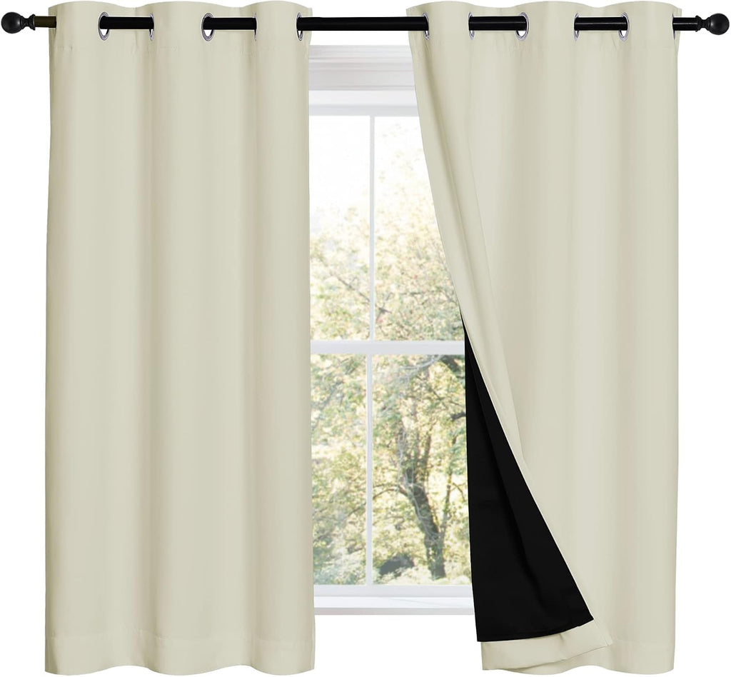Nicetown Warm Curtains for Winter, Bedroom Full Blackout Curtain Panels, Great Job for Blocking Light, Complete Blackout Draperies with Bla…