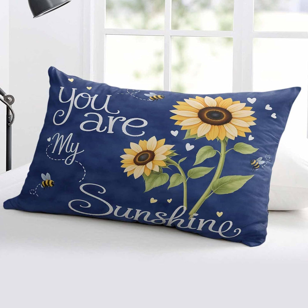 Rgaienmelw You Are My Sunshine Throw Pillow Covers King Size 20x36 Inches, Rectangle Decorative Pillowcase with Zipper, Yellow Sunflow…