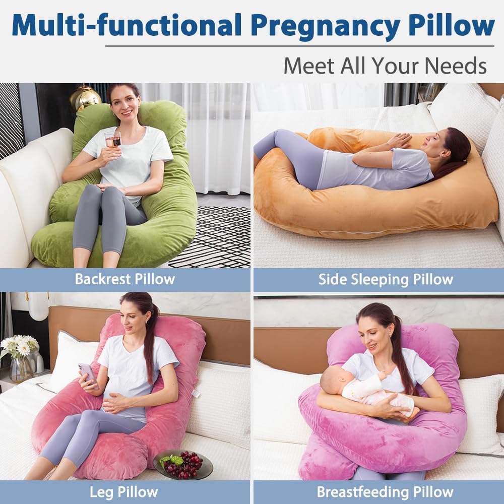 60 Inch Pregnancy Pillow for Sleeping, Extra Large U Shaped Body Pillow, Maternity Pillow for Pregnant Women (Purple)