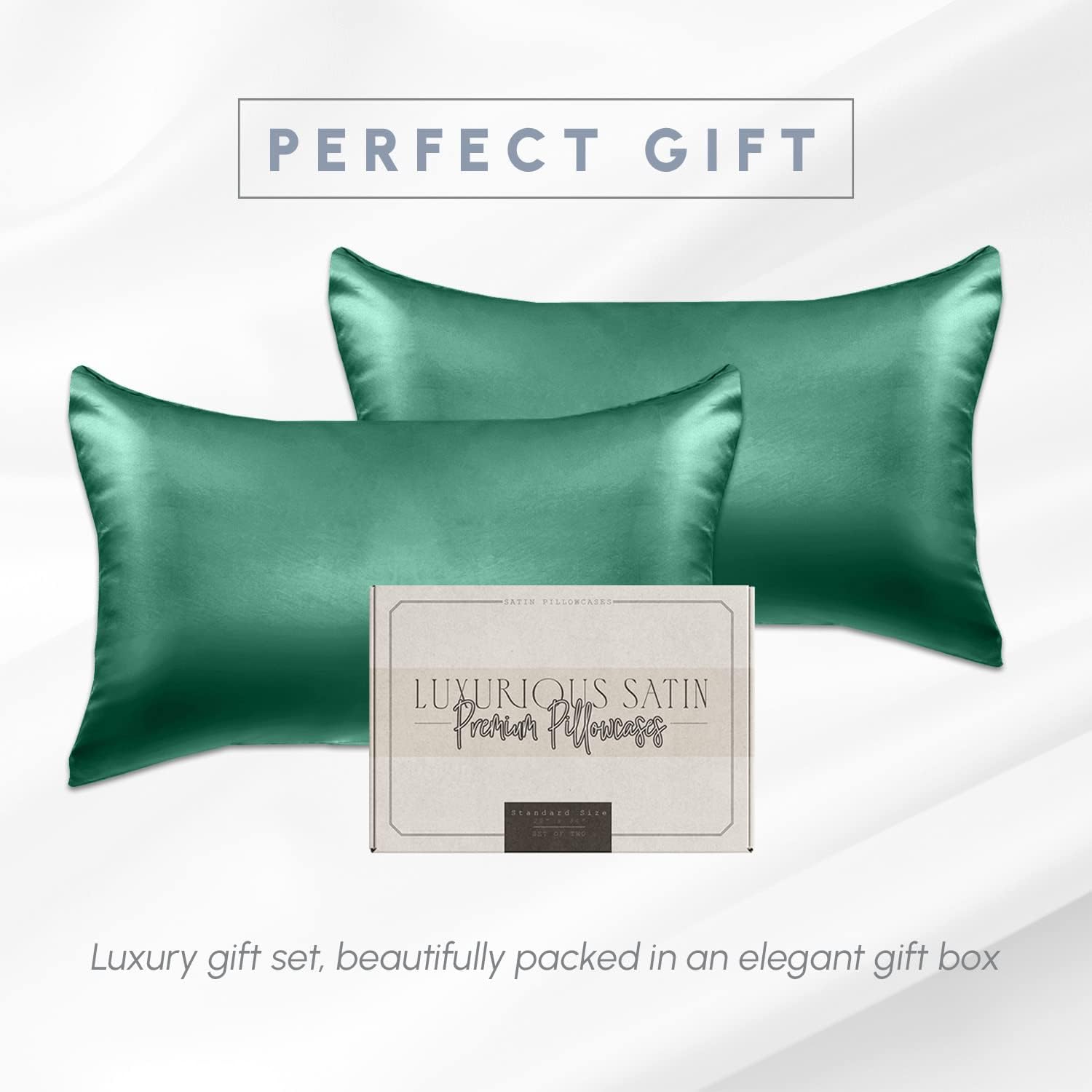 Elegantcomfort Elegant Comfort 2-Pack King Size Silky Smooth Viscose Satin Pillowcase Set with Hidden Zipper Closure, Hunter Green Green
