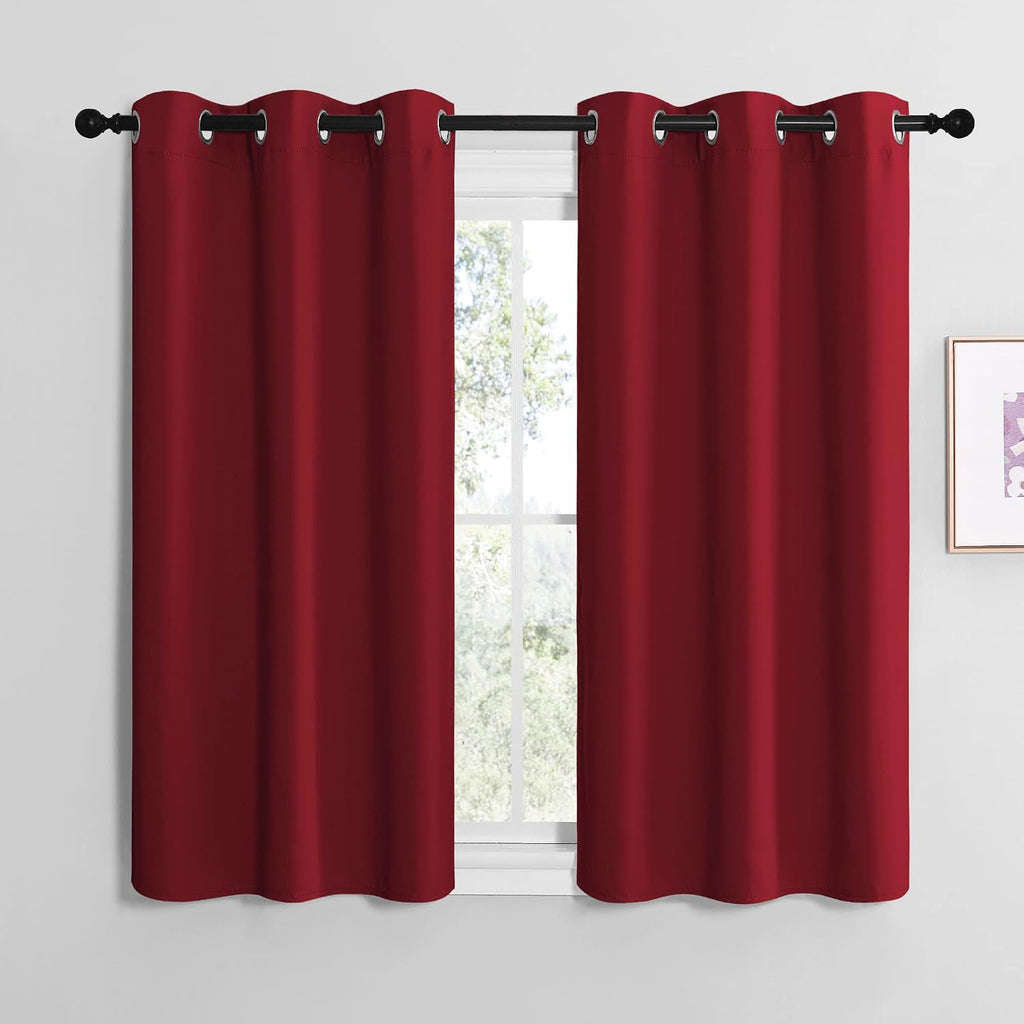 NICETOWN Christmas Short Blackout Curtains for Small Kitchen Window, Thermal Insulated Solid Grommet Blackout Curtains/Drapes for Living…
