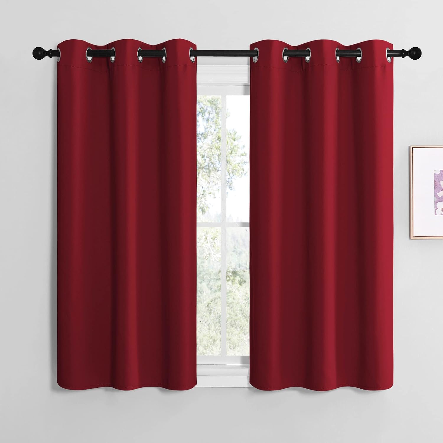 NICETOWN Christmas Short Blackout Curtains for Small Kitchen Window, Thermal Insulated Solid Grommet Blackout Curtains/Drapes for Living…