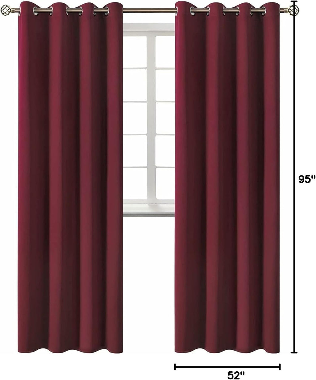 BGment Blackout Curtains for Living Room - Grommet Thermal Insulated Room Darkening Curtains for Bedroom, 2 Panels of 52 x 95 Inch, Burgund…