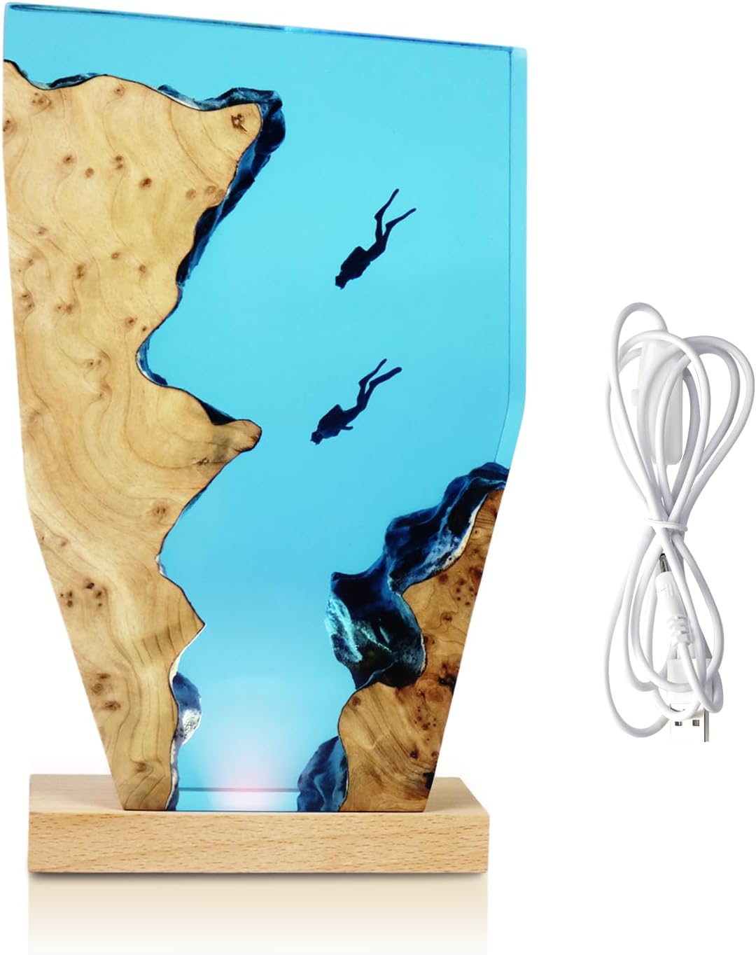 Epoxy Resin Lamp, Ocean Night Light, Artistry Home Decor Bedside Nightlight, Unique Resin Lighting, Nightstand Decorations for Bedroom…