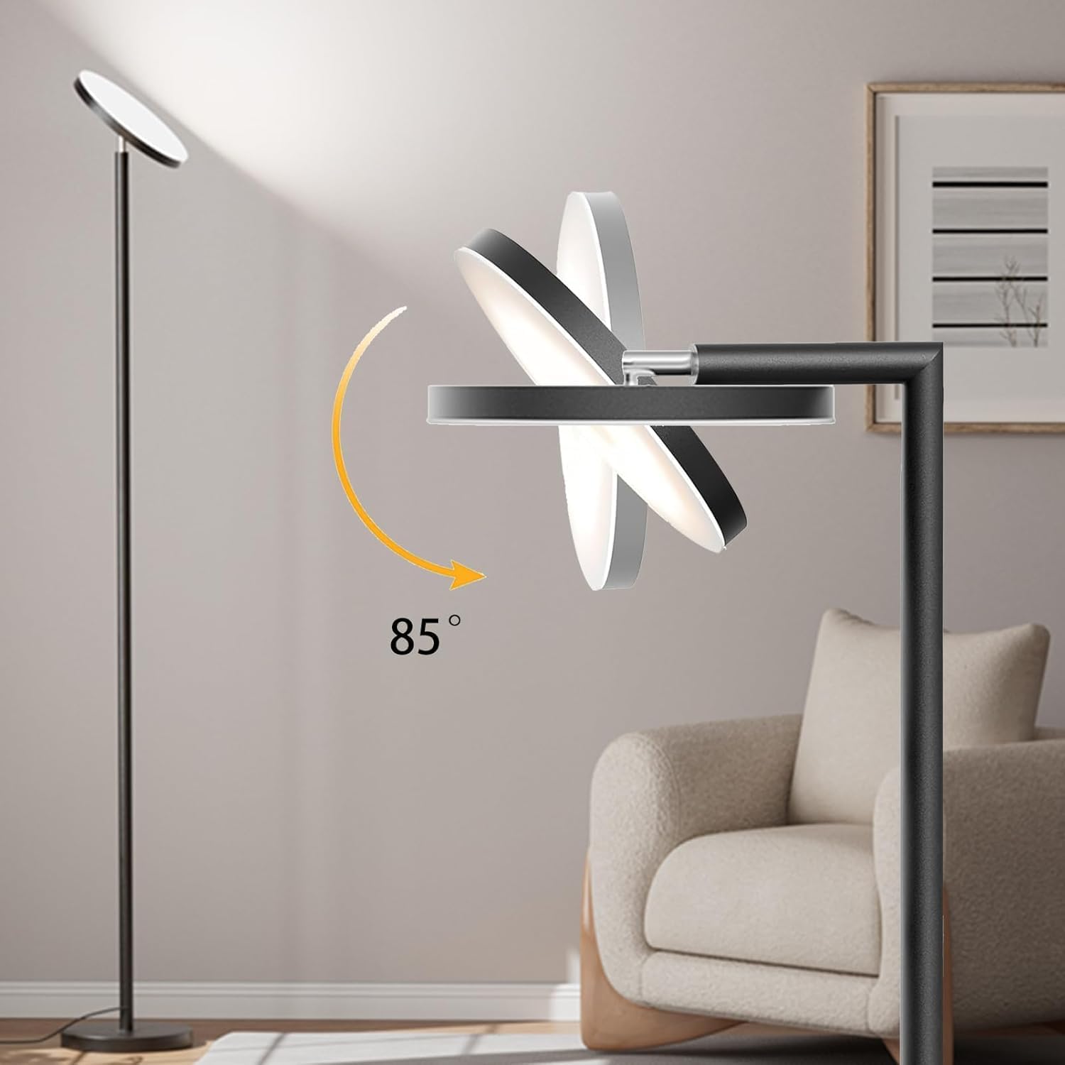 Super Bright LED Floor Lamp, Torchiere Floor Lamp with Remote & Touch Control, 4 Color Temps and 32W 3000LM, 69" Tall Standing Lamp with…