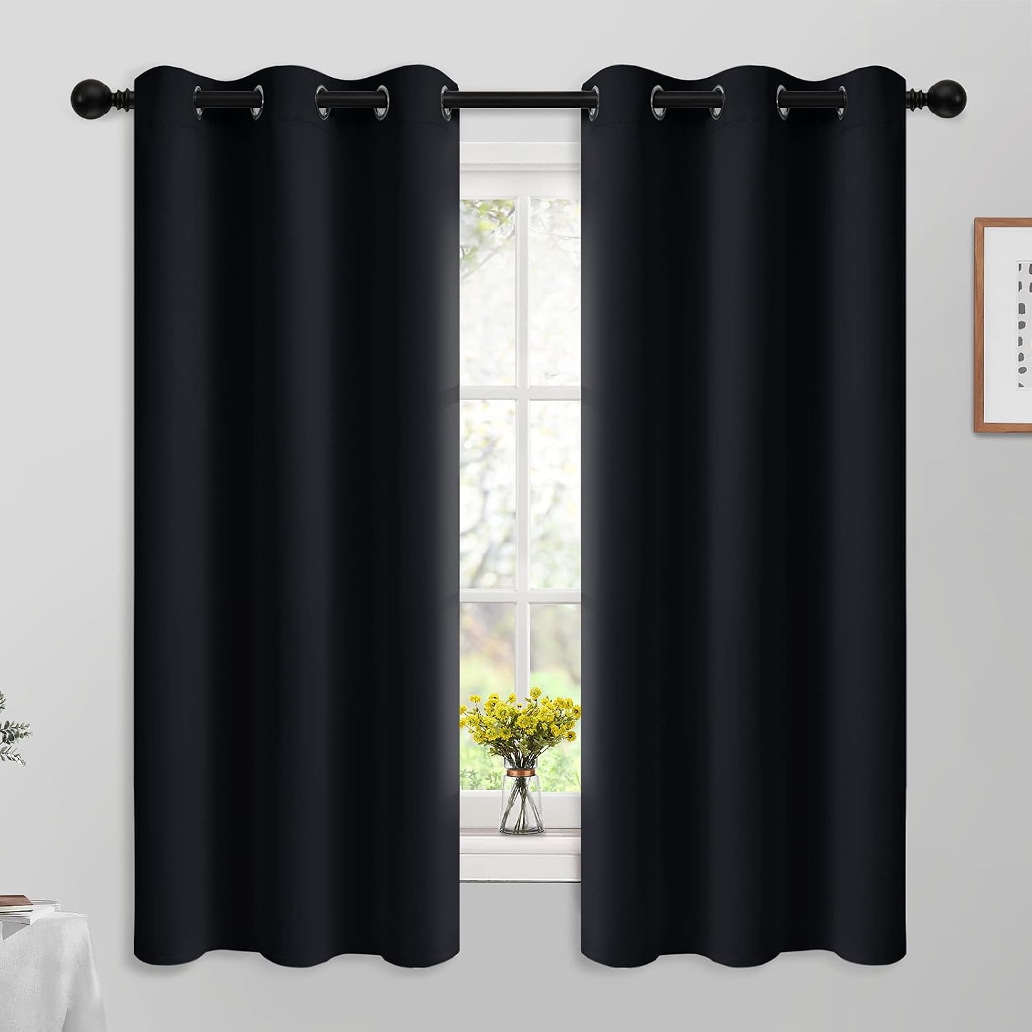 Yakamok 63 Inch Length Blackout Curtains for Bedroom, Thermal Insulated Room Darkening Grommet Top Window Drapes for Living…