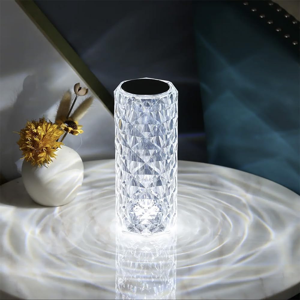 Portable Crystal Table Lamp,3 Color Touch Control Rechargeable Lamp, Crystal Bedside Lamp, Night Light, Room Decor Desk Lamp, Bedroom, Living…