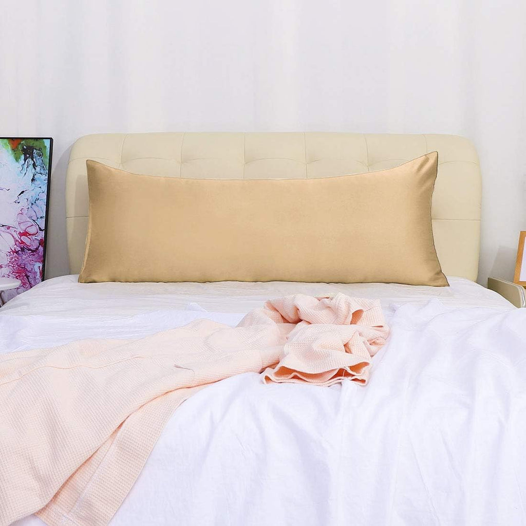 uxcell Body Pillow Cover, 20x60 Inch Gold Silky Satin Body Pillowcases for Hair and Skin, Soft Cooling Smooth Pillow Case with Envelope…