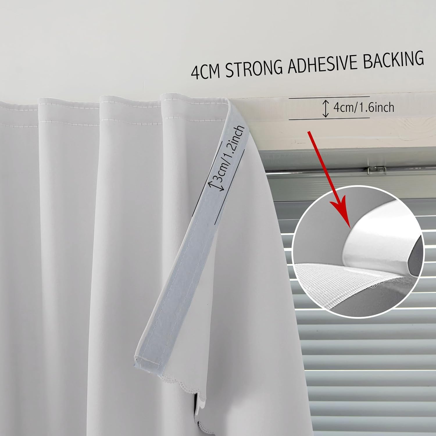 Blackout Curtains for Bedroom Sticky Curtain Blackout Window Cover Self Adhesive Curtains Rod No Drillng, 47" W X 71" L, Light Grey, 1 Panel