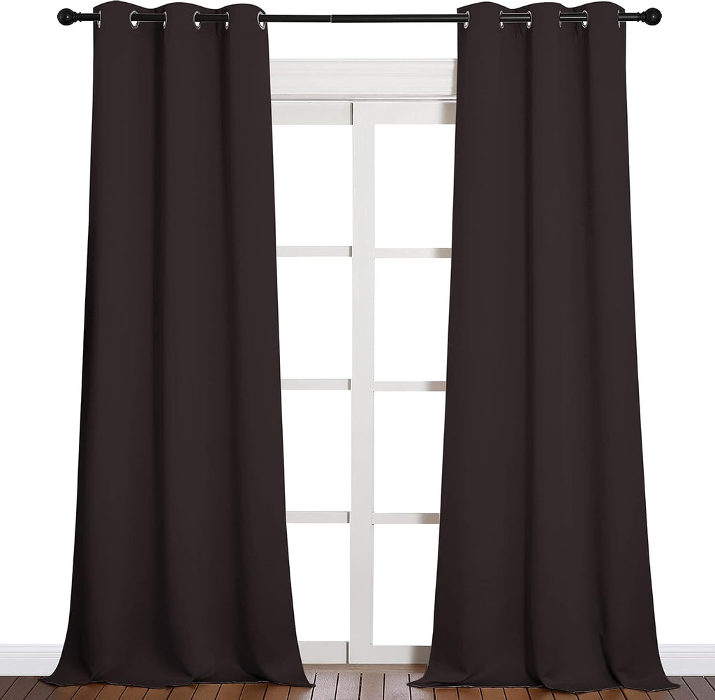 NICETOWN Blackout Thick Window Curtains - Thermal Insulated Grommet Drape Panels for Bedroom and Living Room (Brown, Set of 2, W42 x L90…