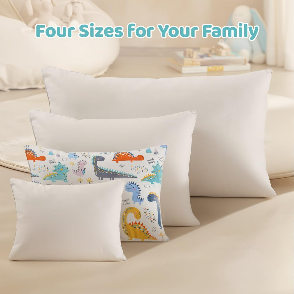 Organic Plilow with Cartoon Pillowcase - 16x22 Kids Pillow with 100% Organic Cotton Shell, Adjustable Organic Youth Pillow, Machine…
