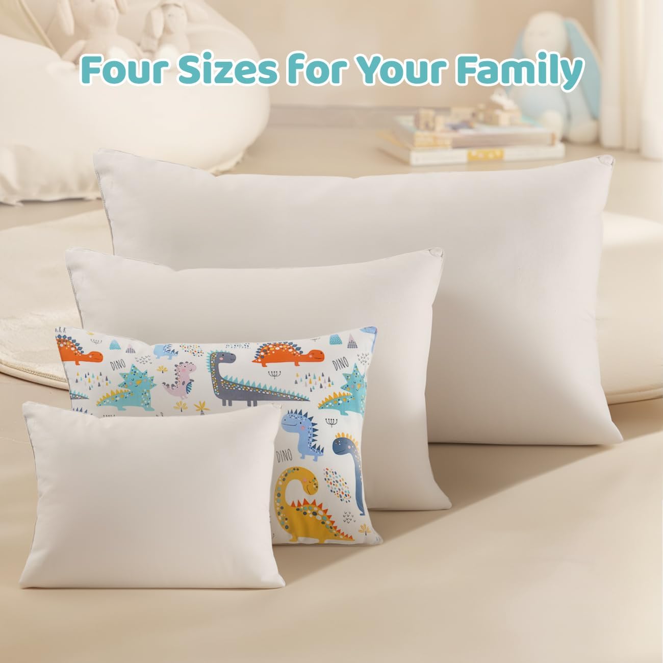 Organic Plilow with Cartoon Pillowcase - 16x22 Kids Pillow with 100% Organic Cotton Shell, Adjustable Organic Youth Pillow, Machine…