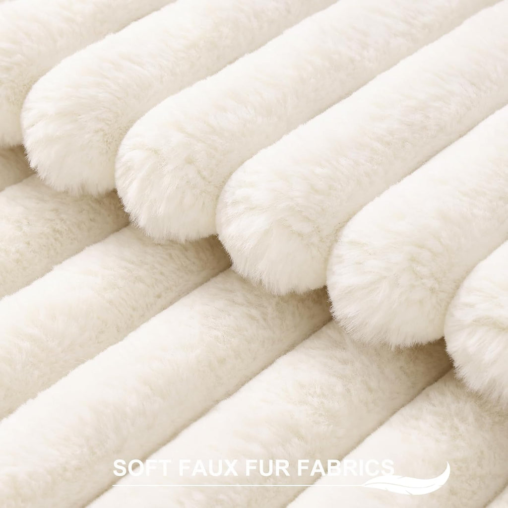 Pallene Faux Fur Plush Fall Throw Pillow Covers 18x18 Set of 2, Luxury Soft Fluffy Striped Decorative Pillow Covers for Sofa, Couch…