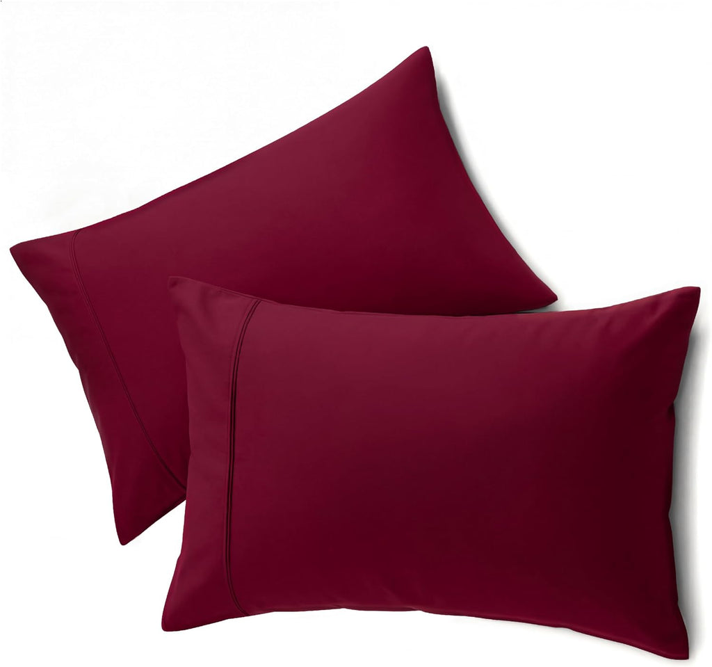 Queensbay Standard Pillow Cases Set of 2, Microfiber Cooling Pillowcases, Soft Breathable Envelope Closure Pillow Covers, Wrinkle Free Easy…