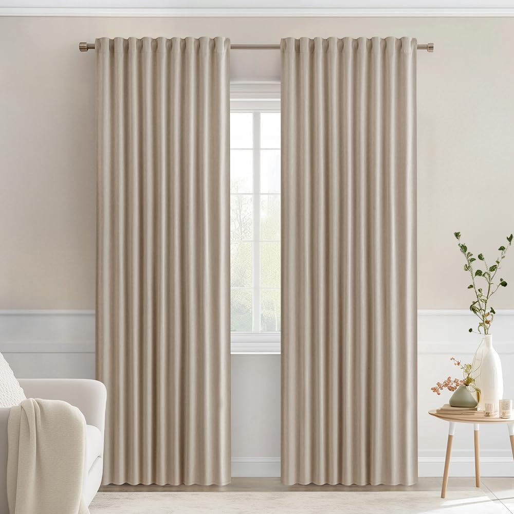 Miulee Taupe Back Tab Blackout Curtains 84 Inch Length 2 Panels Set for Living Room Bedroom Privacy, Rod Pocket/Pinch Pleat Thermal Insulat…