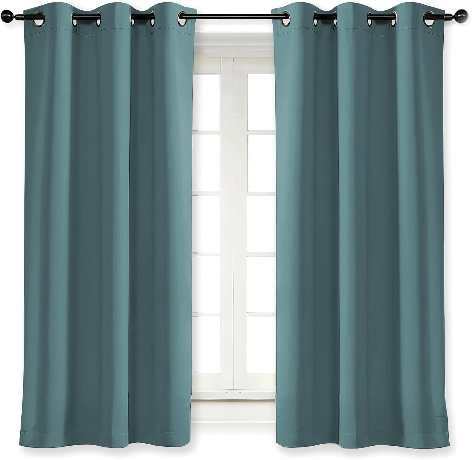 NICETOWN Kitchen Blackout Window Curtain Panel Home Fashion Thermal Insulated Solid Grommet Room Darkening Drape for Apartment (Greyish…